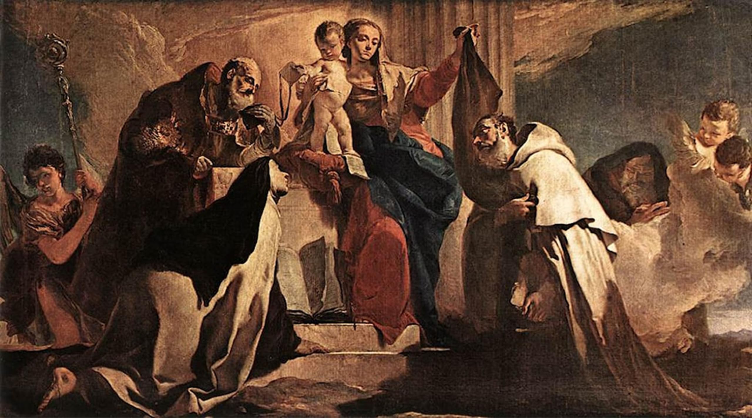 SERENDIPITP Abstract Painting Mural Print Picture Wall Decor Painting the Lady of Mount Carmel by Battista Tiepolo Vintage Wall Artwork for Home Decor 60x90cm