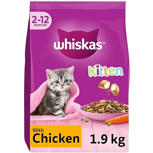 Whiskas Junior Chicken Pack of 4 x 1.9 kg Bags, Kitten Cat Dry Food - 1.9 kg (Pack of 4)