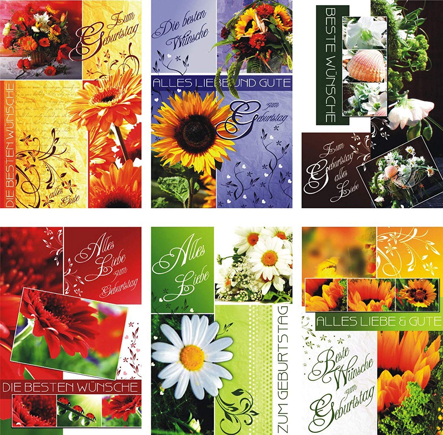 100 Glückwunschkarten zum Geburtstag Blumen 51-3510 Geburtstagskarte Grußkarte