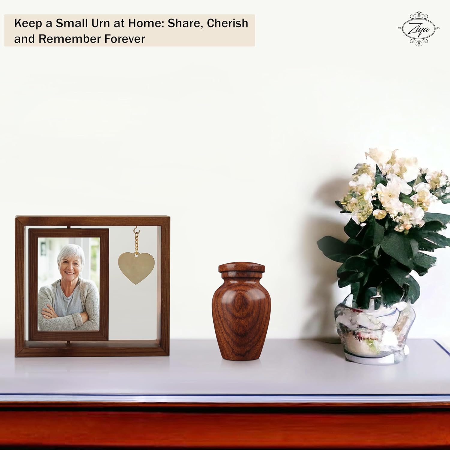 ZIYA Wooden Cremation Small Urns for Human Ashes Keepsake Adult Male Female - Mini Urn for Ashes for Women Men Child Decorative Memorial Funeral Urns for Ashes Pet Cat Dog with Gift Box, Bag & Funnel - Image 7