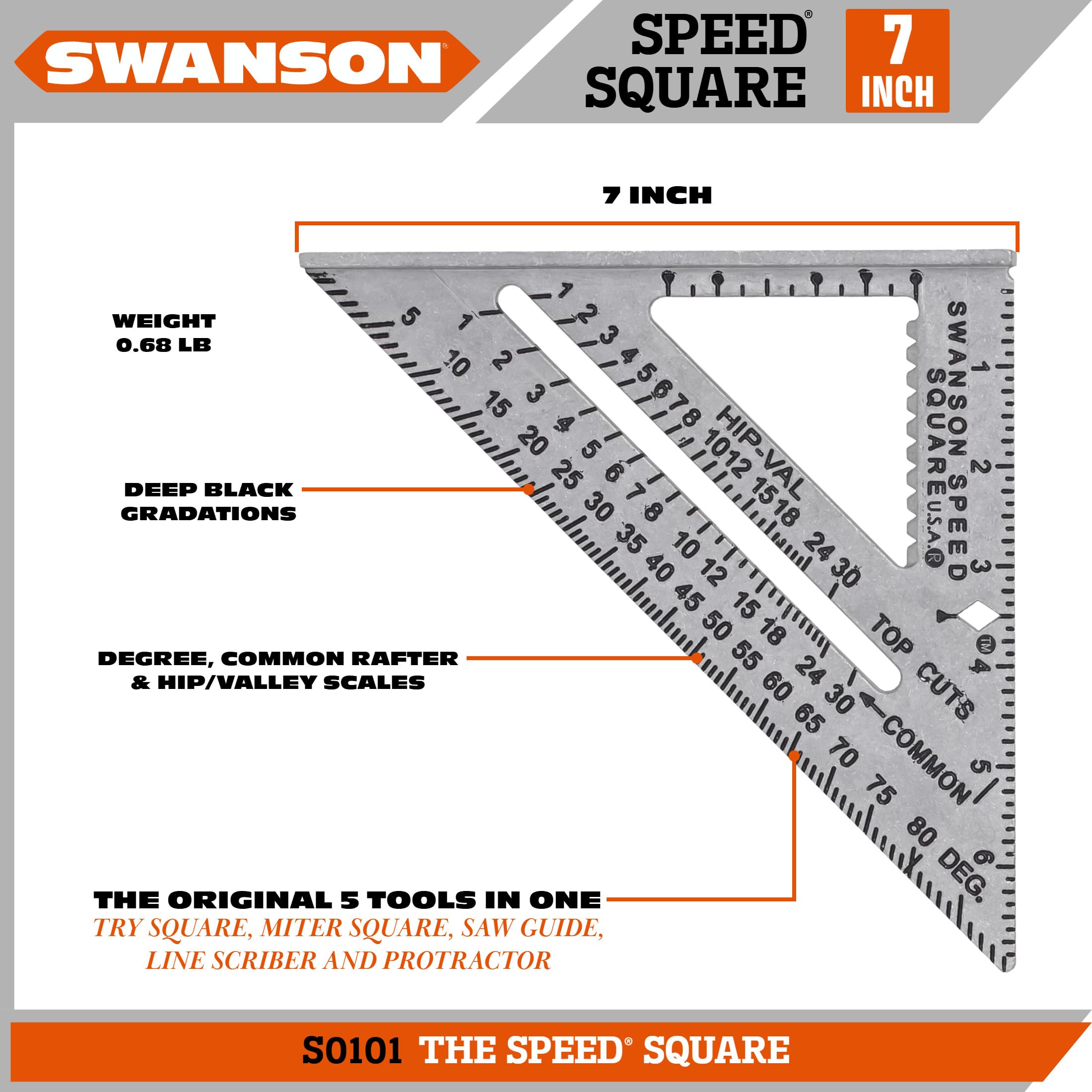 Swanson Speed® Square, 7 in. Aluminum Layout Square with Blue Book (S0101) — Amazon image 4