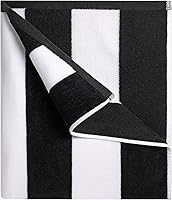 Cabanana Oversized Beach Towel 35x70 Inch - Soft Cotton Cabana Swim Towel, Black Striped, Super Absorbent & Quick-Dry