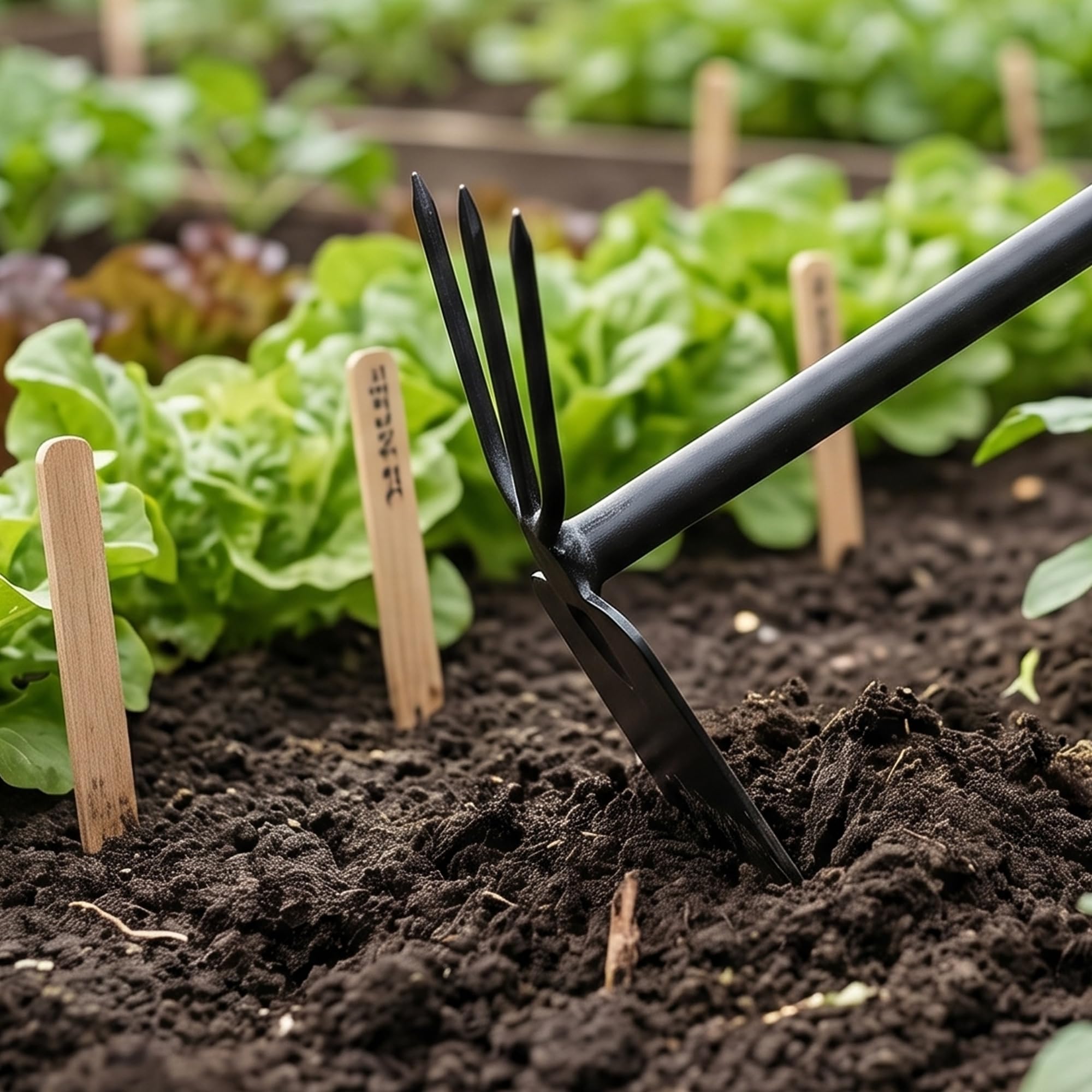 4-teilig Gartenwerkzeug Set, Schwarz Gartenschaufel Klein 2-in-1 Hacke 5-Zinken Rechen Gartengeräte, Gartenarbeit Set Zubehör für Gartenarbeit Strandausflüge als Geschenke
