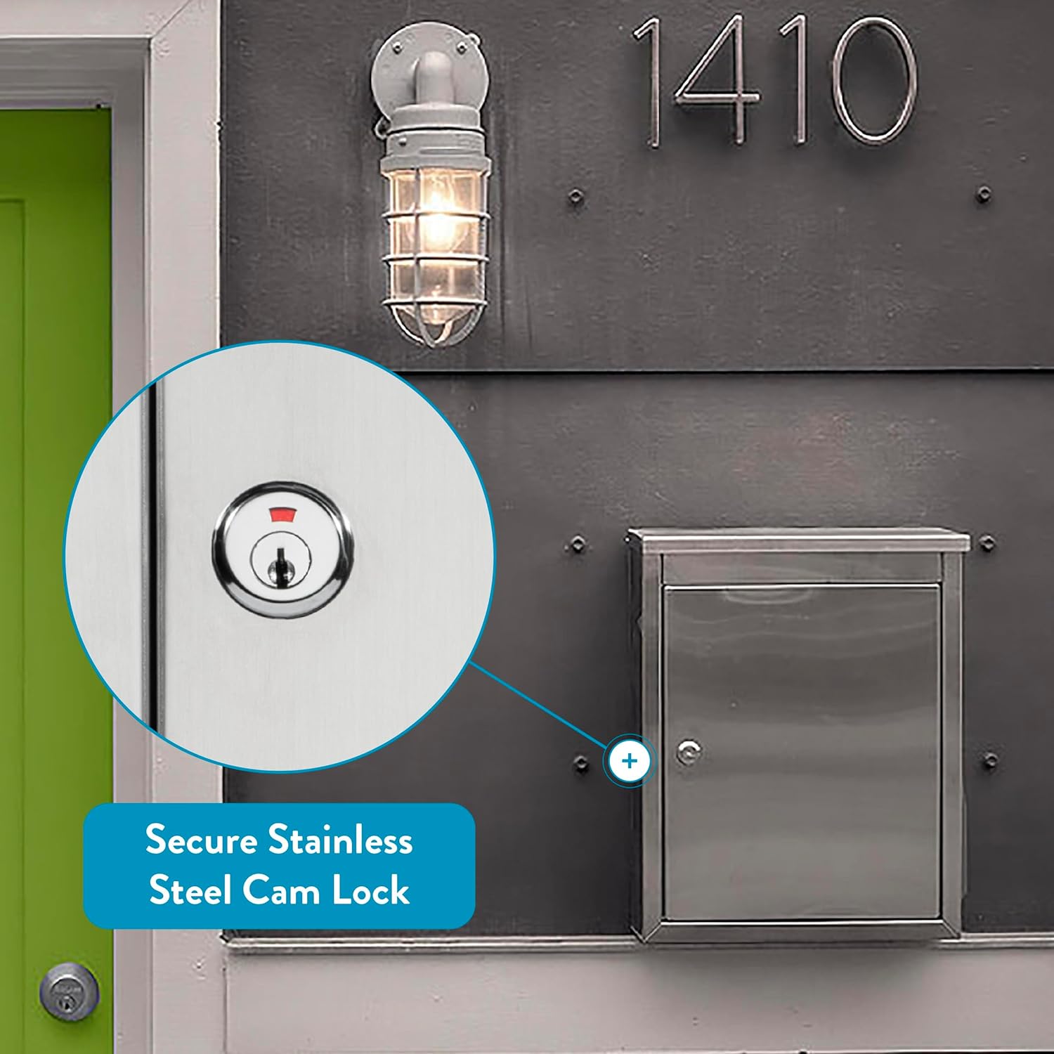 Architectural Mailboxes Regent™ Locking, Vertical Wall-Mounted Mailbox for Outside, Metal Stainless Steel Small Mail Box with Lock and Key Drop Box