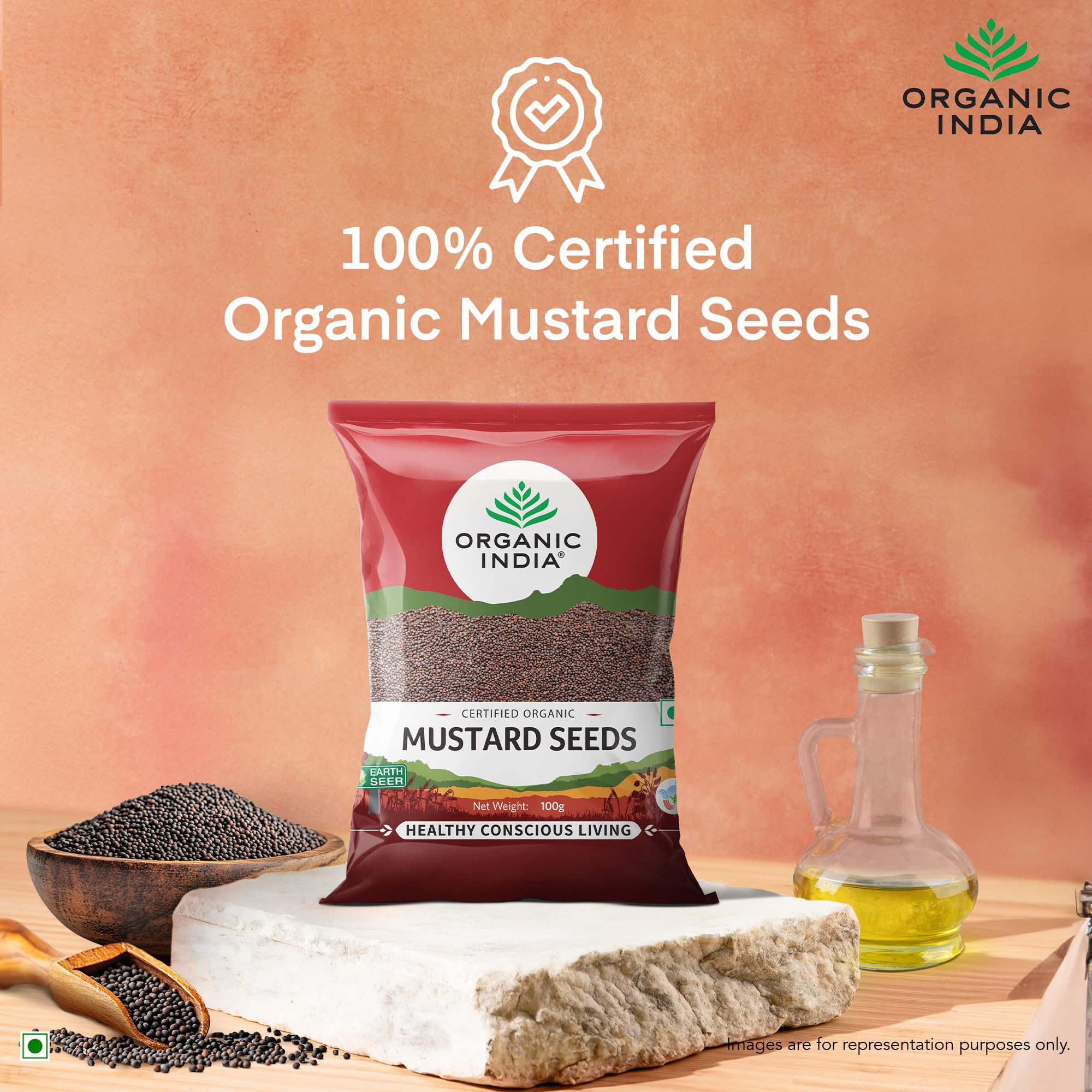 ORGANIC INDIA Aromatic, Anti-Oxidant Rich, Anti-Inflammatory and Good for Digestion Organic Mustard Seeds-100gm product image 2