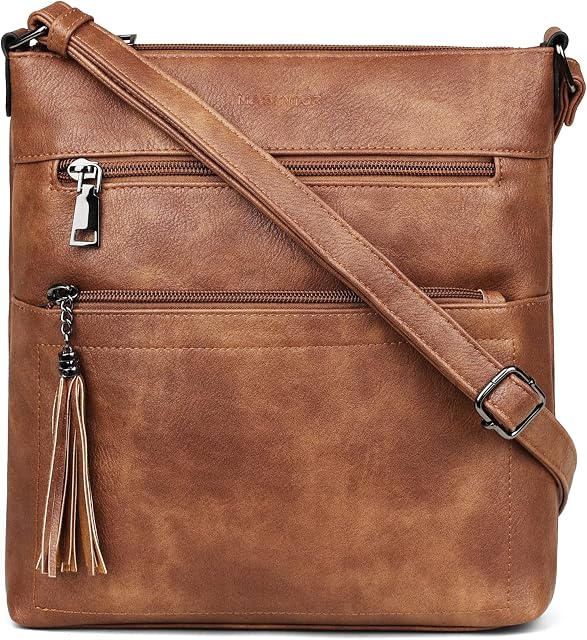 MASINTOR Purs pour corps croisés pour les femmes, Sac à corps Casual Multi Poche, Sac d'épaule réglable avec du Tassel