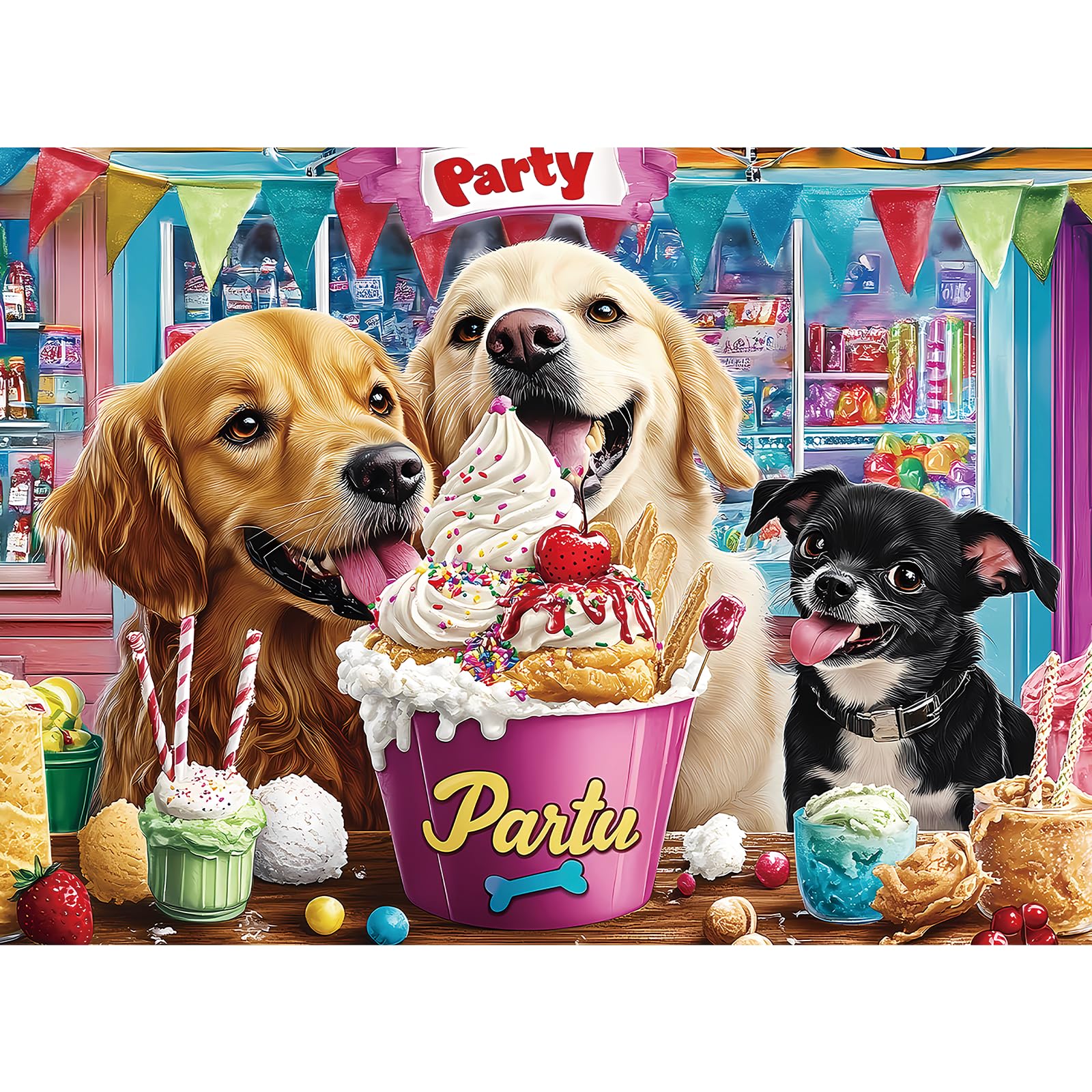 300 Pieces Puzzles for Adults | Dog Birthday Party Jigsaw Puzzles 300 Piece for Children Adults Seniors | Sturdy,Safe | Engaging & Educational Toys Great Gift for Boys Girls 20.5 x 15 in