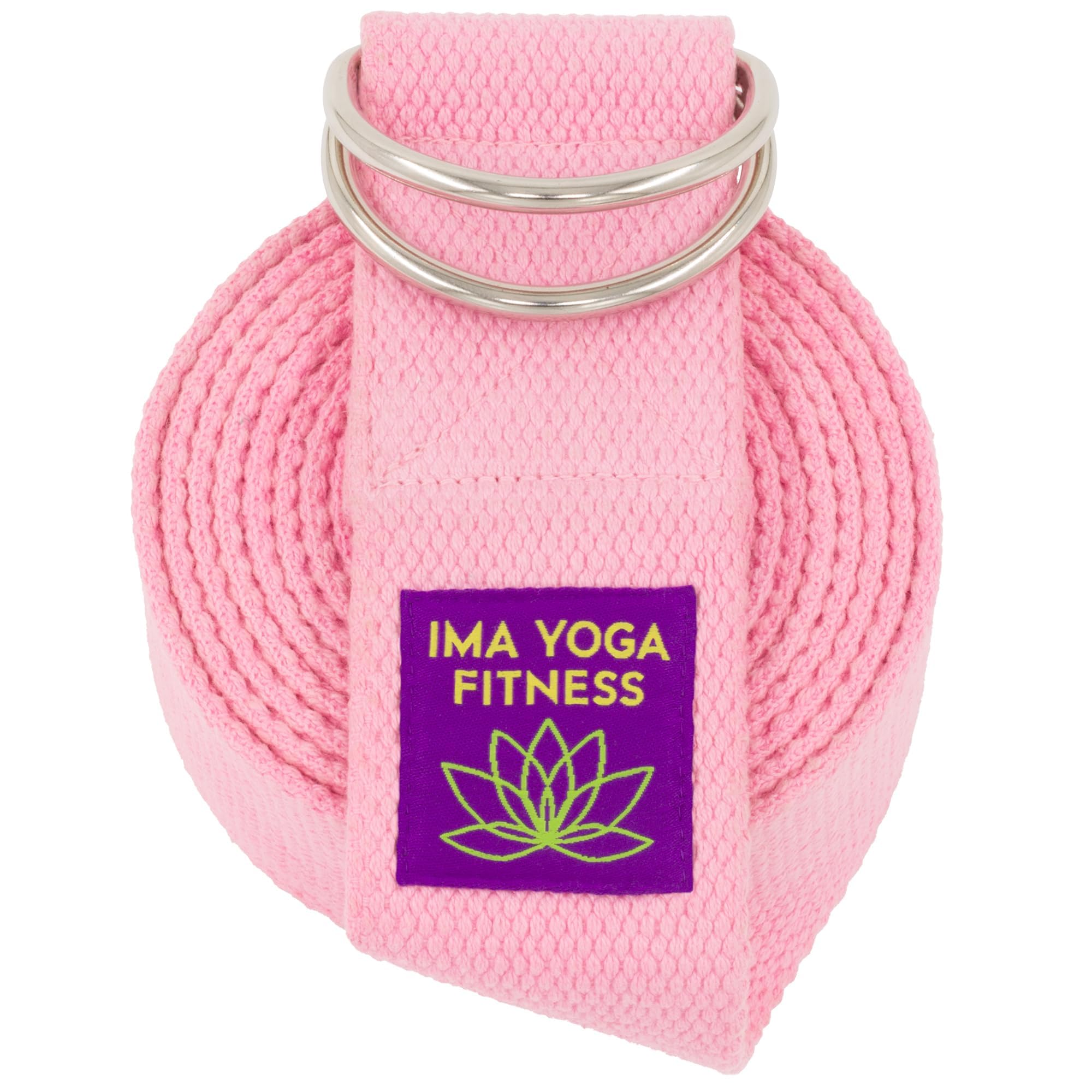 Ima Yoga Fitness - Adaptive Yoga Strap, Stretching Strap, 2 Inches Wide, 100% Naturally Soft Cotton, Steel D-Rings, Includes Natural Cotton Drawstring
