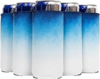 Vista 26 de QualityPerfection Fundas delgadas para enfriar latas, cerveza/energía (paquete de 6) para bebidas en blanco, 12 onzas, alta calidad, 0.157 in
