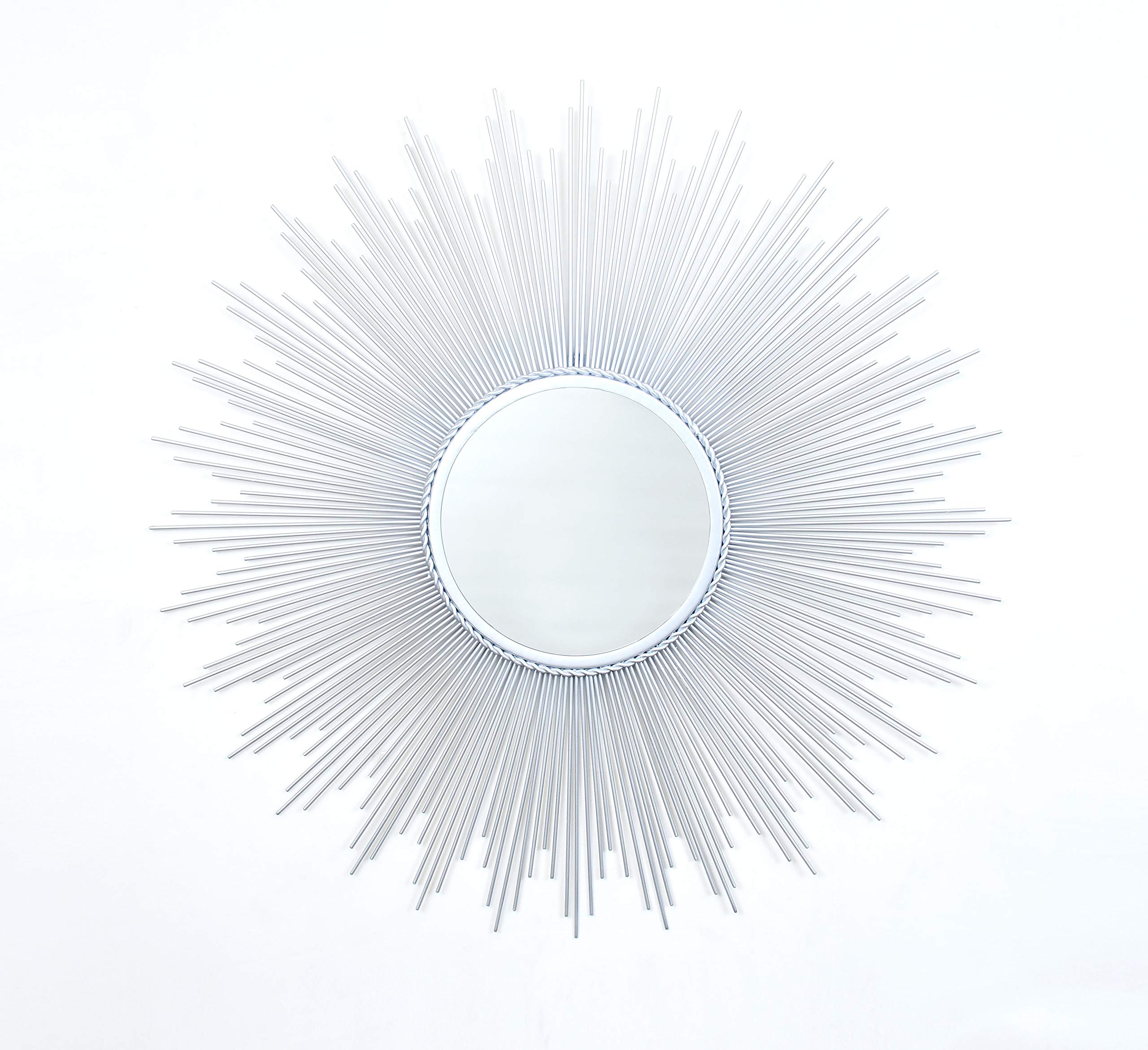 Harrow Decor Silver Large Sunburst Mirror Wm007-S, Dia 90Cm In Finish
