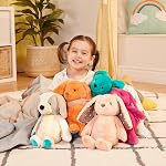 B. toys Happyhues Butterscotch Bunny Stuffed Animal, 12-Inch, Beige Bunny | B. softies beige bunny with confetti-patterned floppy ears, pink paws, machine-washable rabbit toy, Newborn, Soft Toys