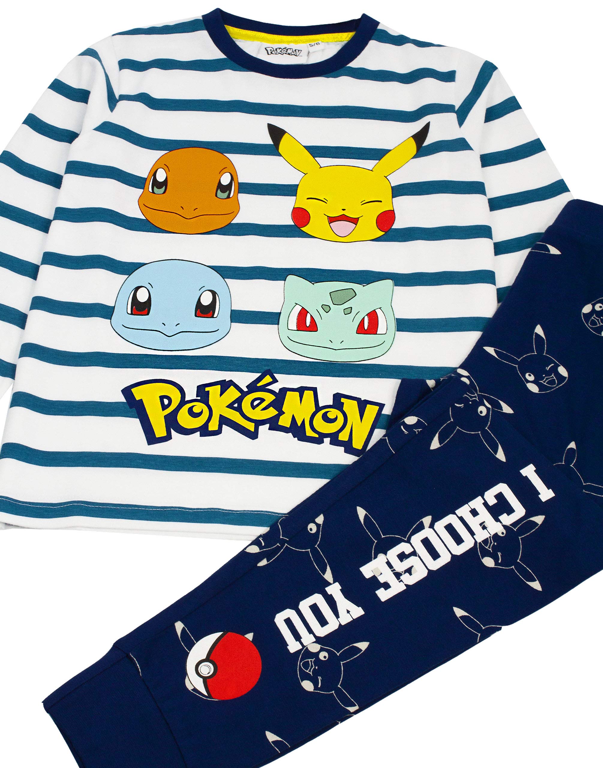 Pokemon Pyjamas Pikachu Charaktere Kinder gestreiftes T-Shirt & Hose Pyjamas