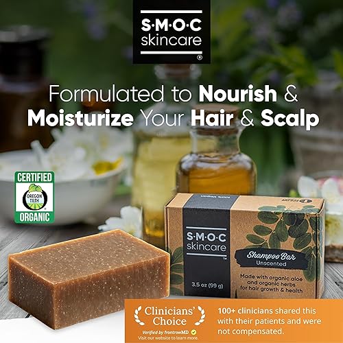 Miniatura 4 de Barras de champú orgánicas certificadas, paquete de 3, para cabello seco a normal, hechas con moringa, romero y aloe nutritiva para el cabello,