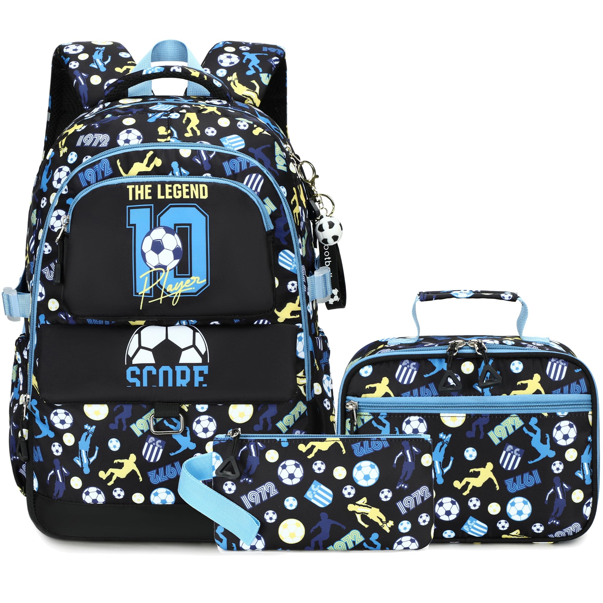 Makukke Schulrucksack Set für Teenager Jungen, Gamer Schultaschen mit Brotdose und Federmäppchen, Geschenke Coole Schulranzen für Grund und Mittelschüle