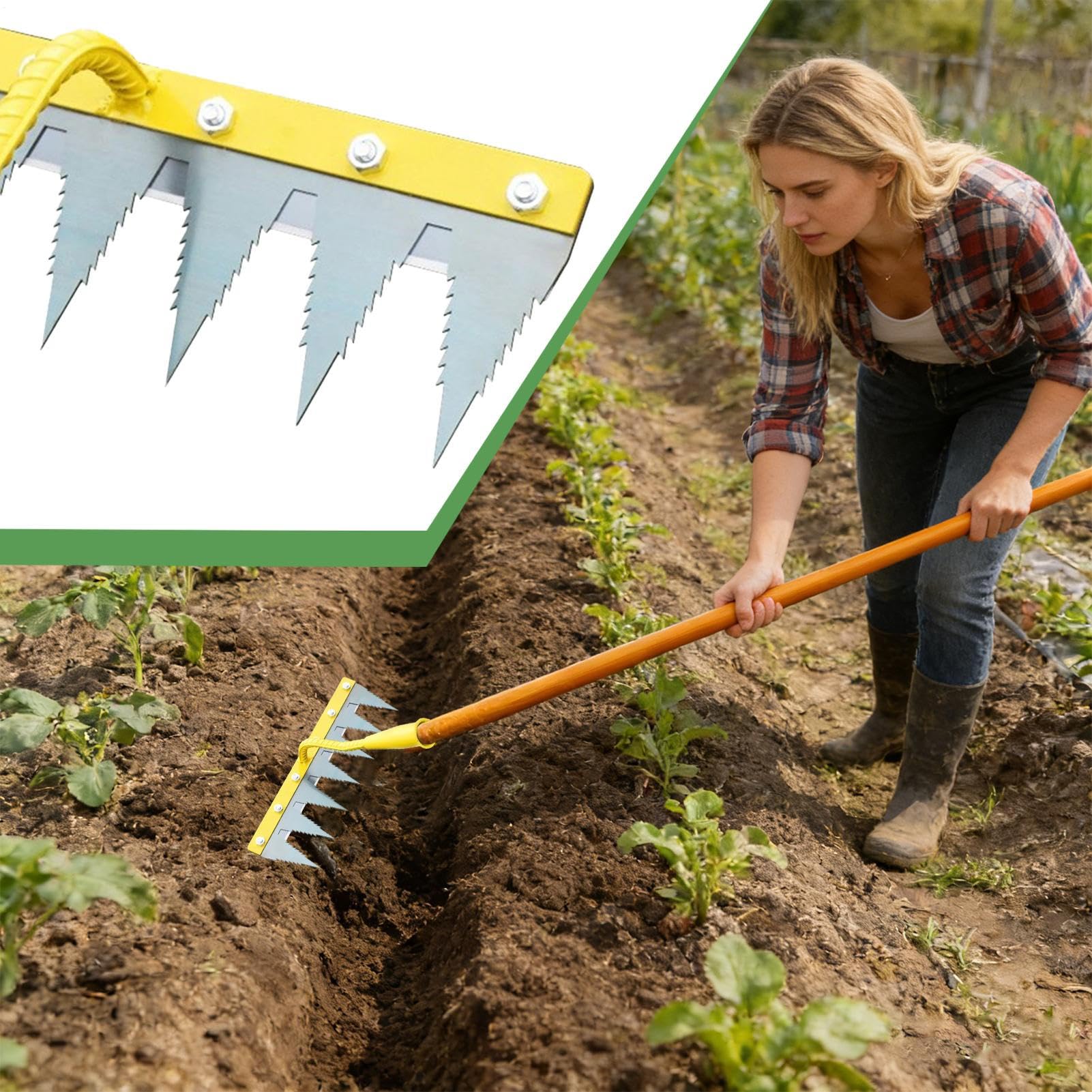 Rastrello per la rimozione delle erbacce Rimuovi erbacce livellante e | Strumento estirpatore per Giardino, Prato, Cortile, Aiuola, Serra, Vivaio, Frutteto, Azienda Agricola, Esterno