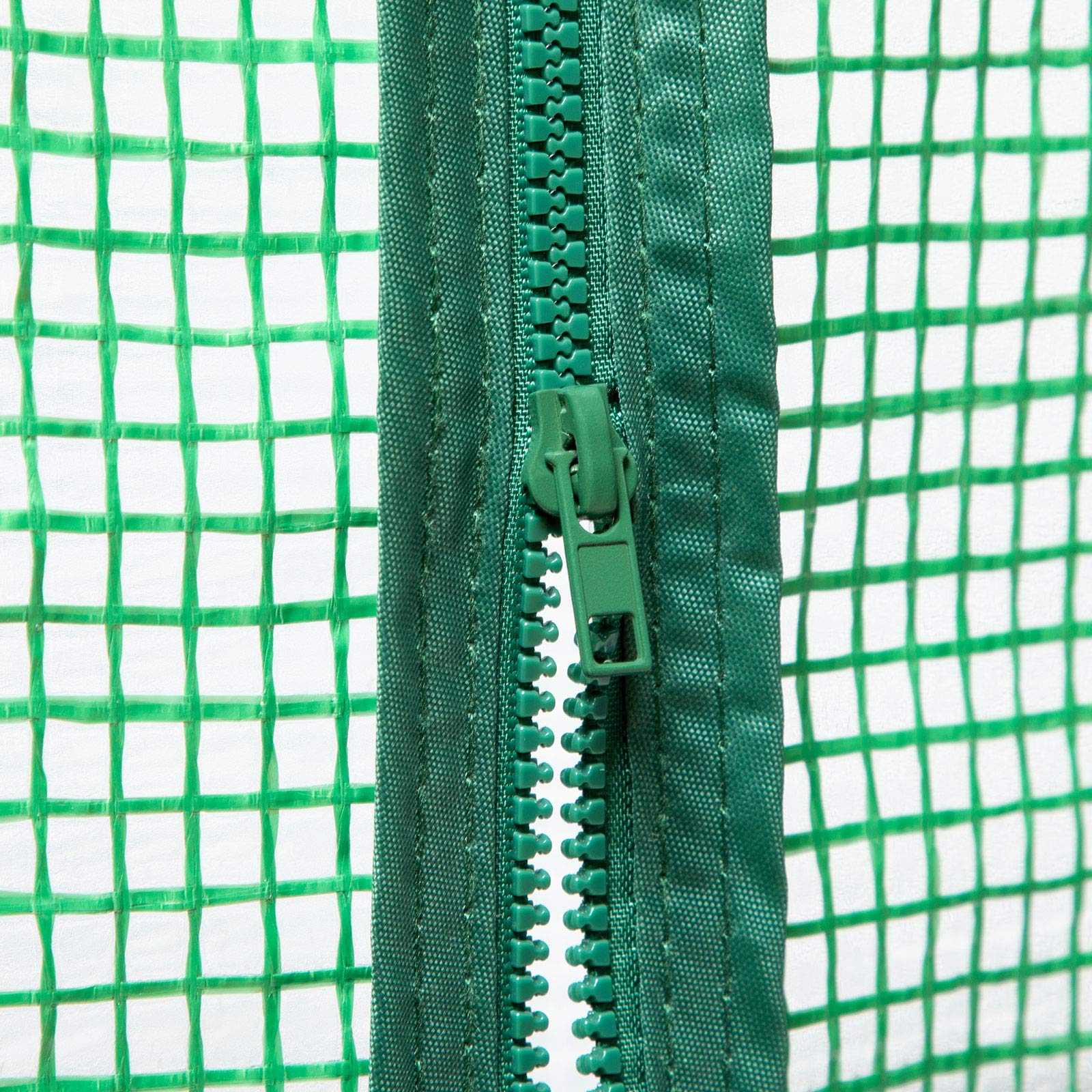 LARMNEE Serre de Jardin, Serre Tomate, Toit Incliné, Anti-Accumulation de Pluie, Cadre métallique Solide et Film PE Plus Long, avec Porte Enroulable, Anti-UV, 150 x 50 x 150 cm, Vert EGN31GH02