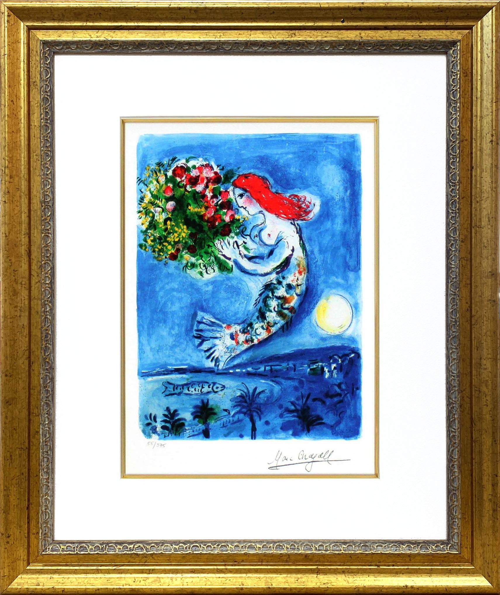 Amazon.co.jp: シャガール 絵画 額付き「天使の湾」作品証明書 展示用