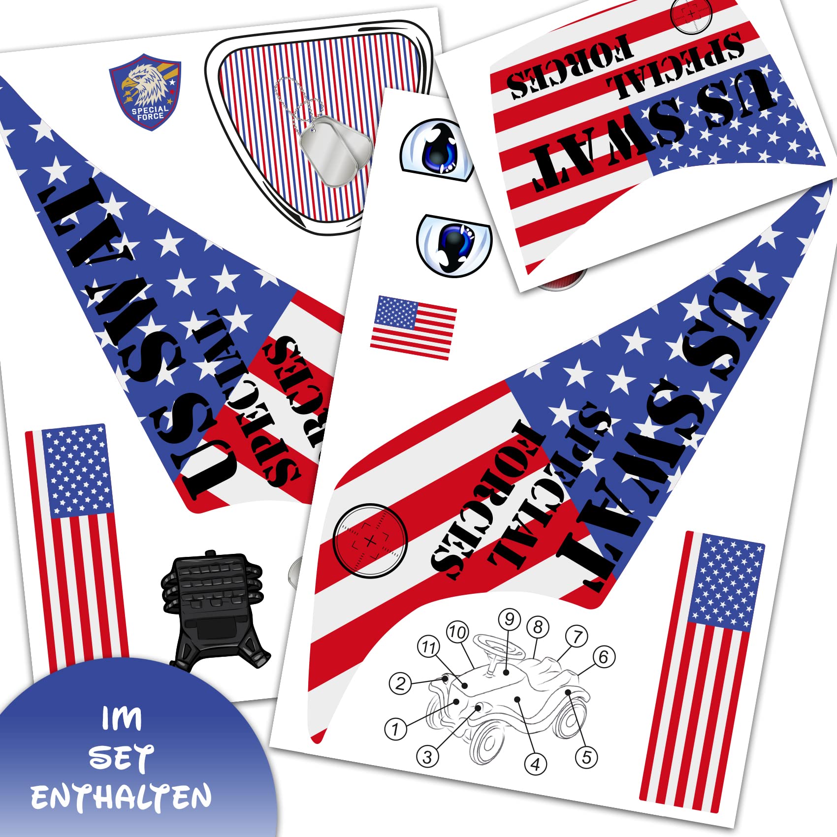 Finest Folia Sticker Set Compatible with Big Bobby Car Classic Sticker for Children's Vehicle Slide Car Toy Car Design Film for Girls Boys R194 (08 US Swat) - Image 2