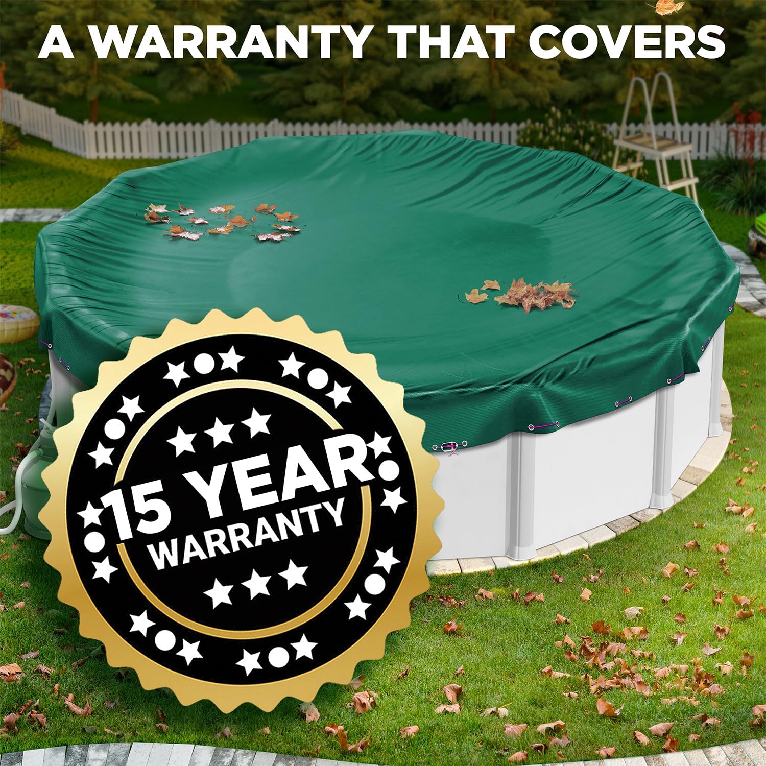 28 ft Round Pool Cover for Above Ground Pools, Above Ground Pool Cover, Swimming Pool Cover, Winter Pool Cover, Keeps Out Debris, Cold and UV Resistant, Supreme Mesh, Green