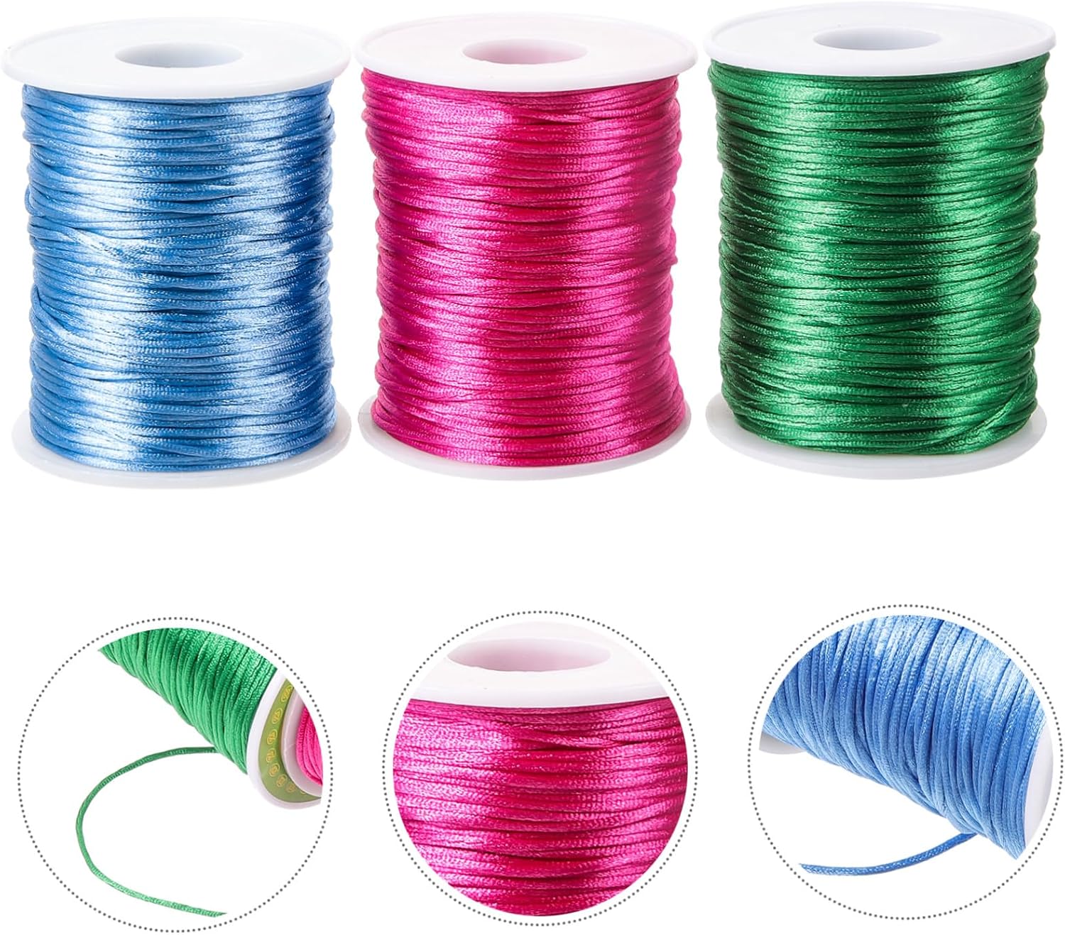 Macrame Yarn Rolls 80m 3pcs Polyester Cord for DIY Crafting Knitting and Crocheting 1-1.5mm Thick String for Bracelets Suitable for Handmade Projects