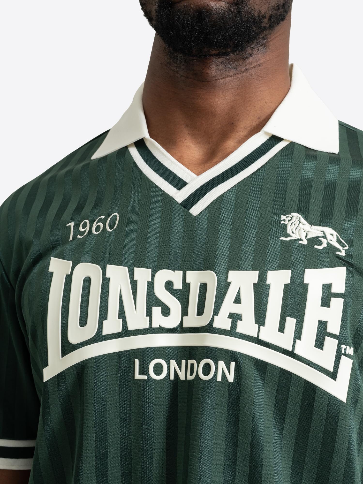 Lonsdale Męska koszulka o normalnym kroju FOOTDEE, zielona butelka, ecru, 3XL