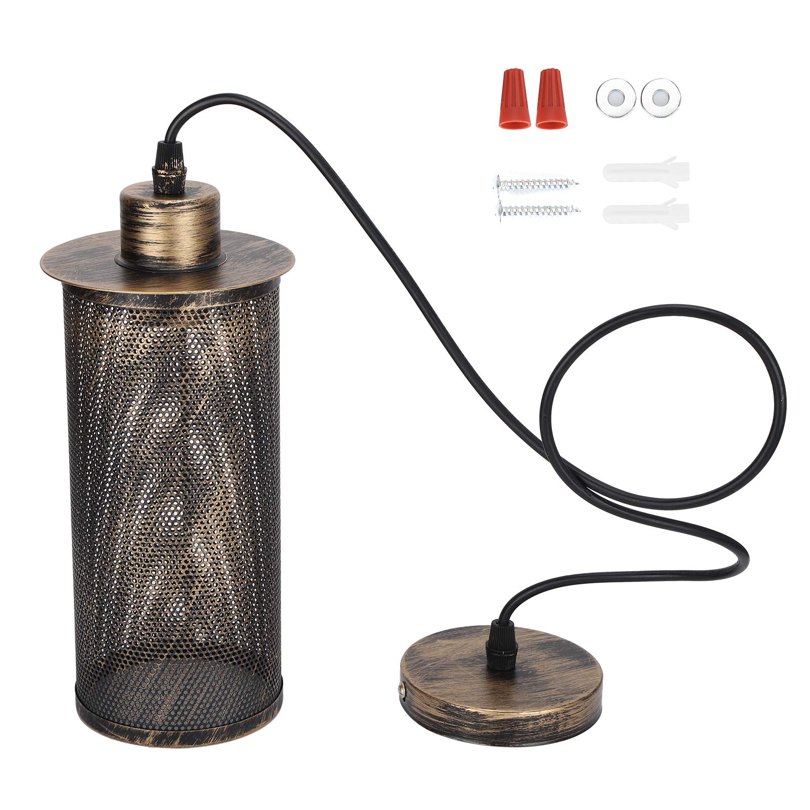 Tyenaza Iron Lampshade, Industrial Style Mesh Lampshade E27 Iron Art Pendant Light Shade for Bar Cafe AC85?265V (Sweep Gold)