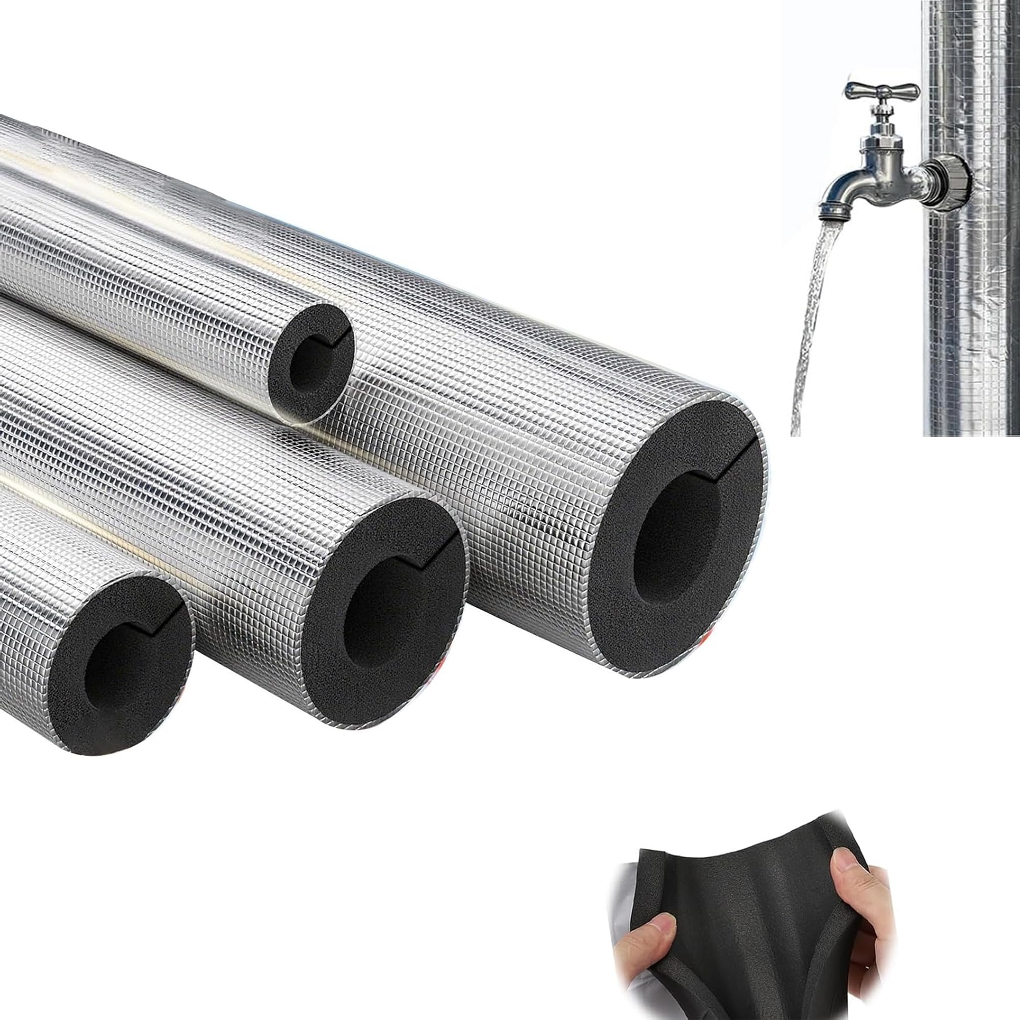 Guaina Isolante per Tubi 'Acqua per Esterni (ID) 110mm x (T) 20mm | Manicotto per Tubo Isolante Antigelo, Cotone Isolante per Tubi in Rame per Aria Condizionata, per Acqua Calda Irrigazione
