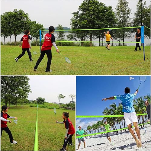 Miniatura 8 de Zdgao Badminton Set for Backyard with Net  Portable Outdoor Badminton Net with Winch System, 4 Badmitton Rackets, 3 Nylon Shuttlecocks, Boundary