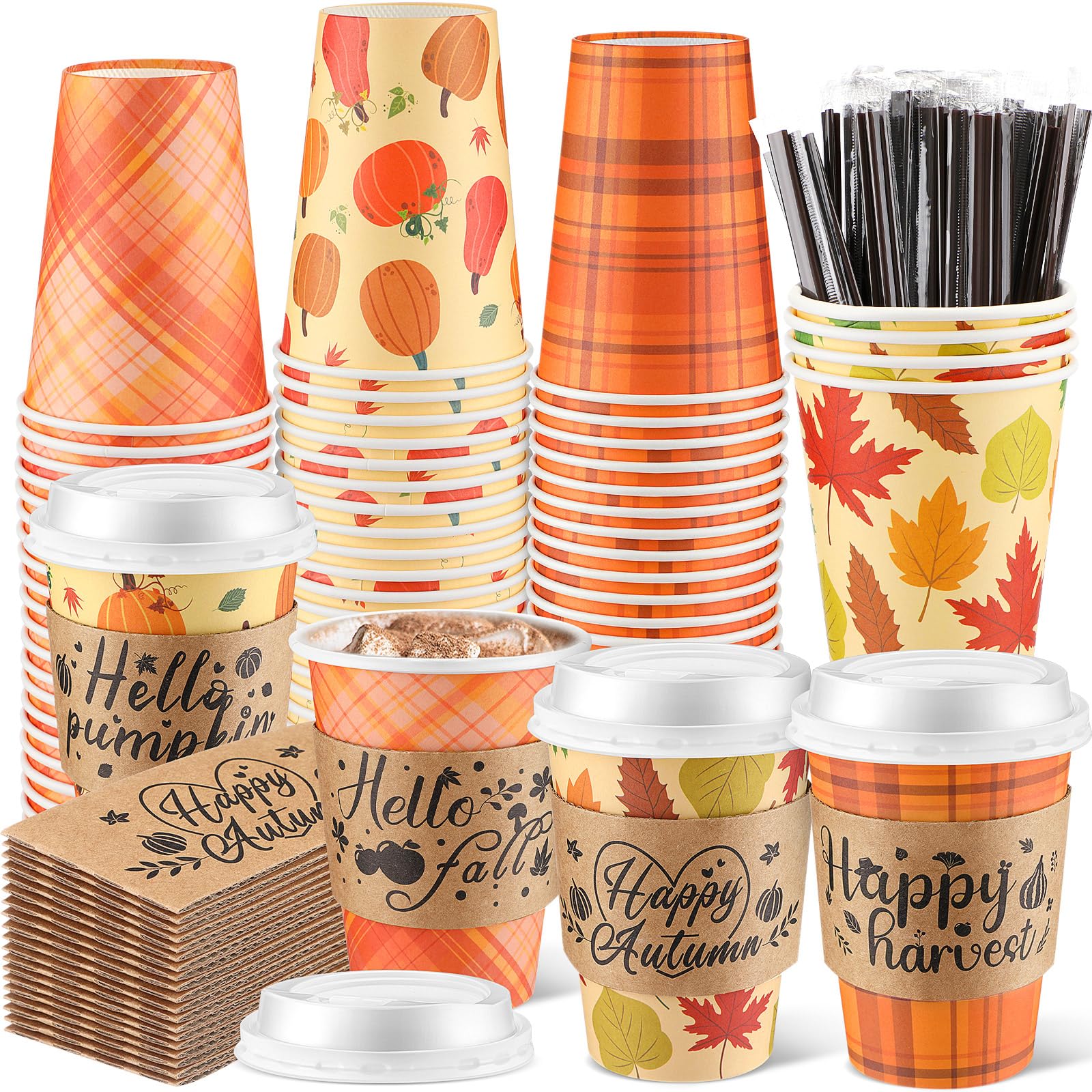 Tasses café jetables avec manches pour protéger les mains lors des fêtes d'automne