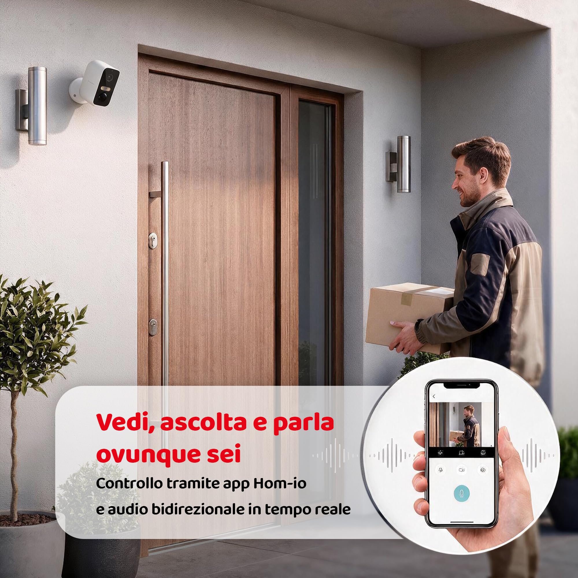 IRRADIO | Telecamera WiFi da Esterno e Interno a Batteria, 3MP, Telecamera di Sicurezza Smart WiFi con Sensore PIR e AI Rilevamento Umano, Visione Notturna, Compatibile Alexa e Google Home