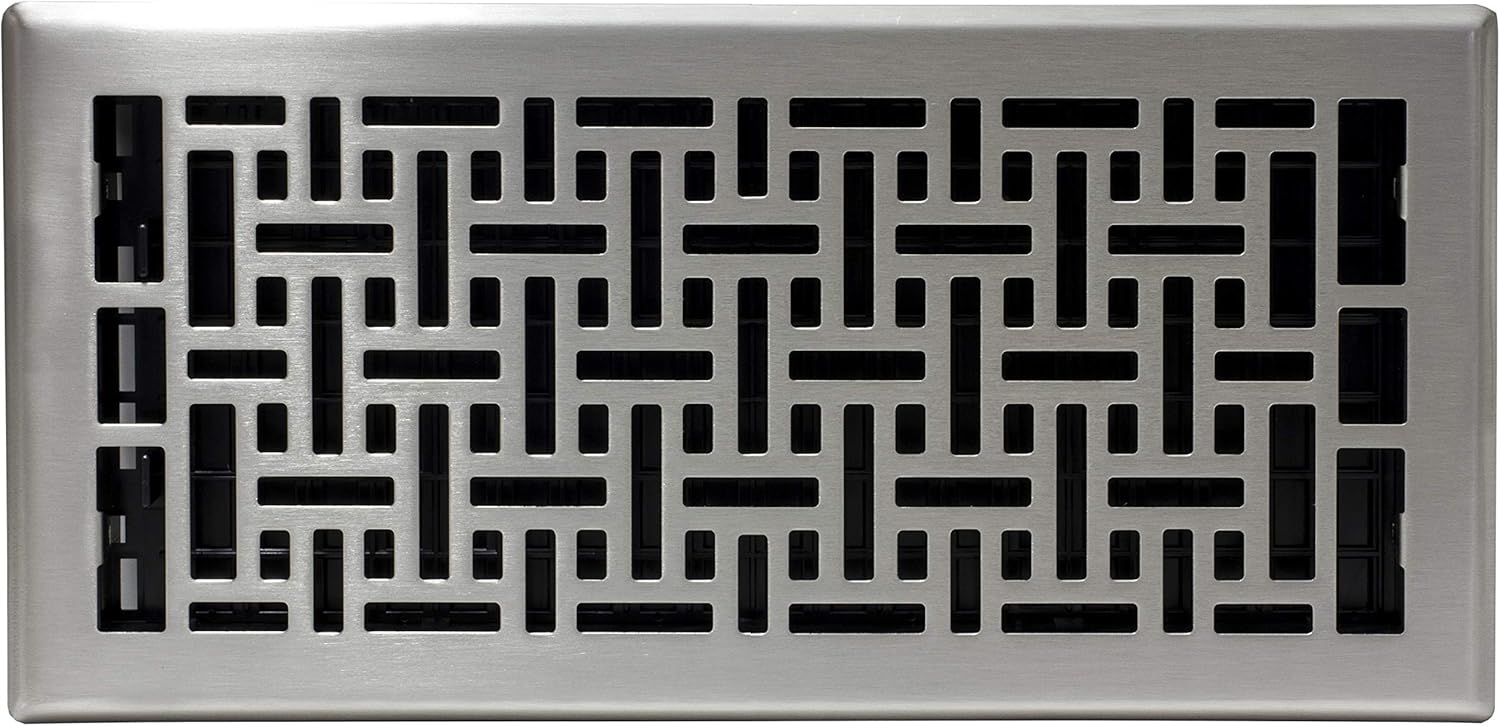 Oriental Brushed Nickel 6x14 Floor Register with Polystyrene Damper