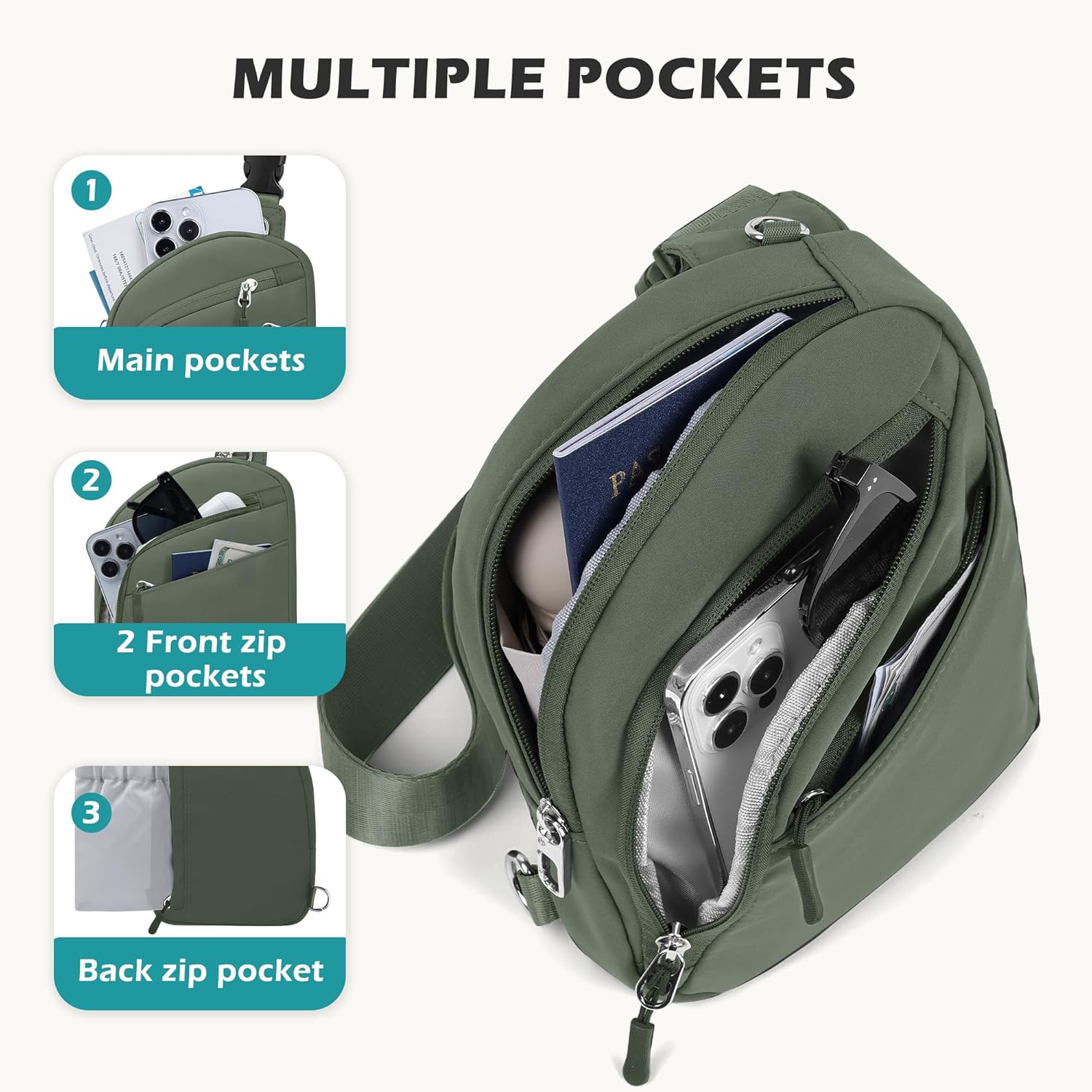 TOPEAST Anti Theft Crossbody Bags for Women Men, Small Sling Crossbody Bag Travel Purse Shoulder Wallet with RFID Blocking - Image 5