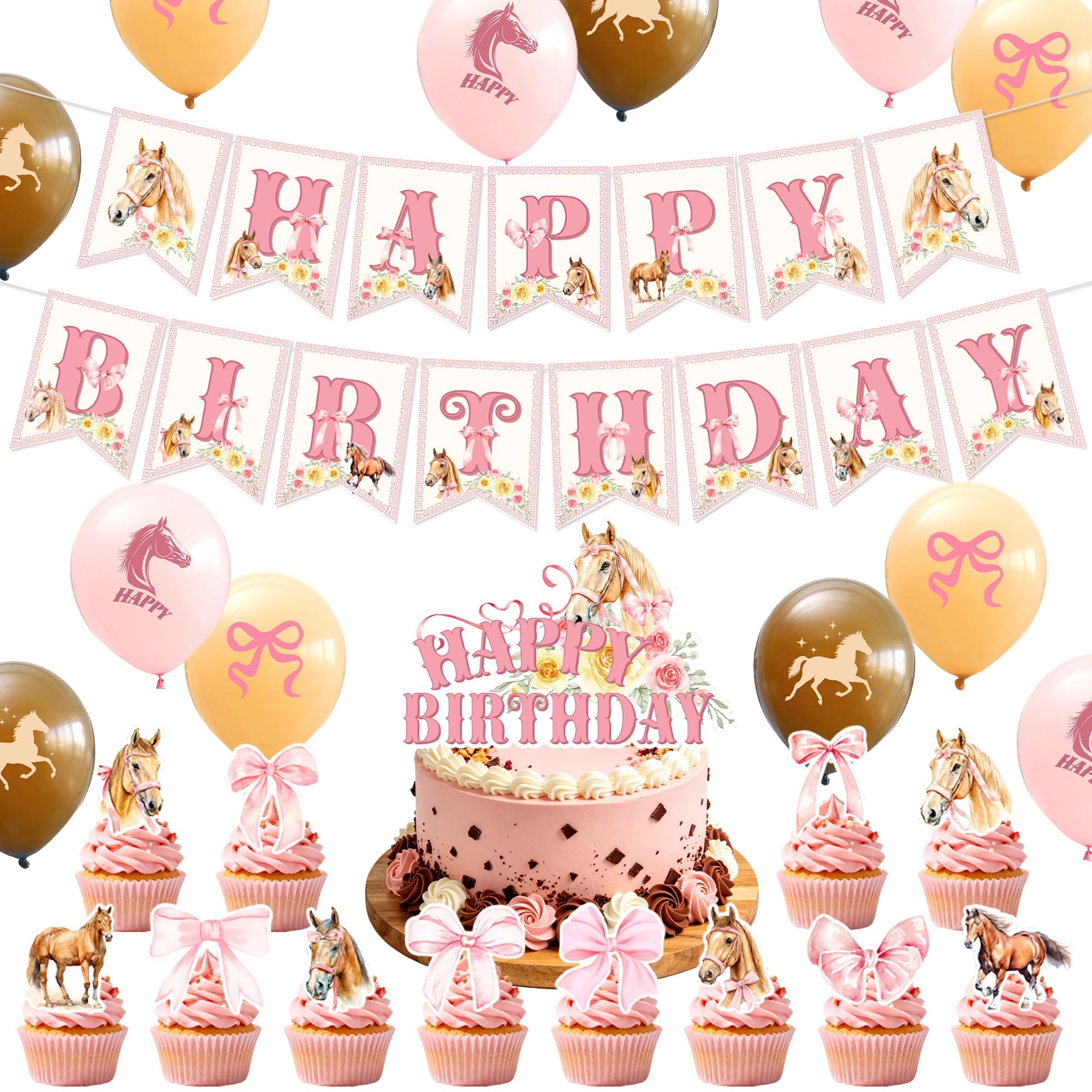 Western Cowgirls Horse Birthday Decorations Coquette Cake Cupcake Picks