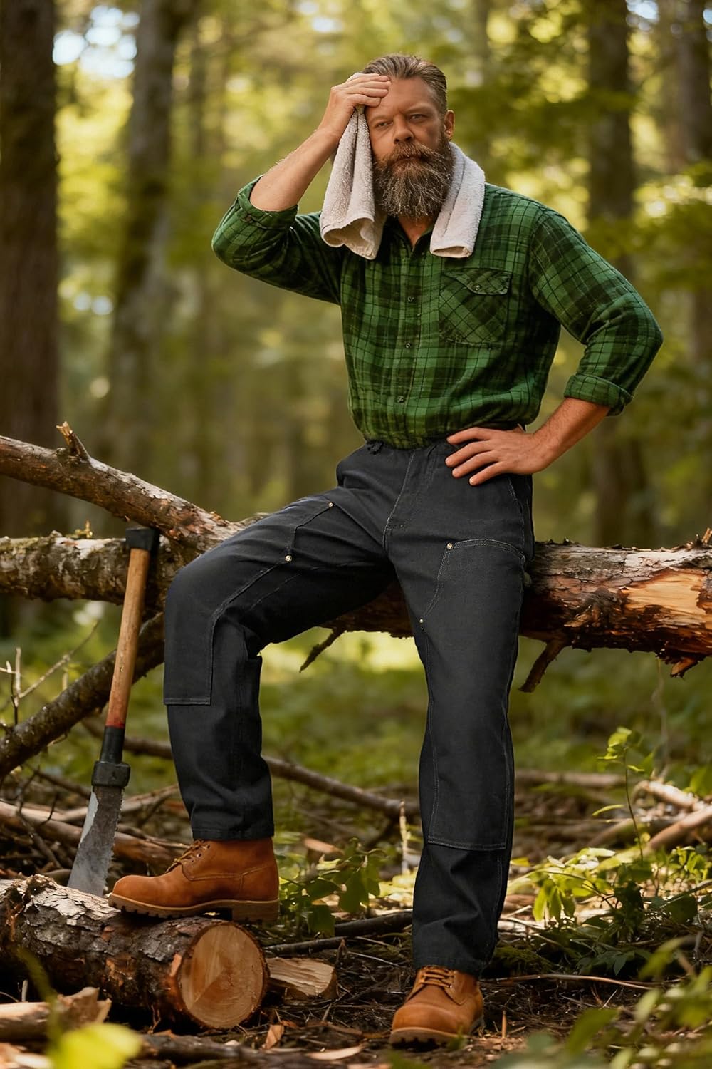 Soojun Men's 13.5 oz Heavyweight Work Pants, Loose Fit Double Knee Carpenter Pants with Flex Waist - Image 3