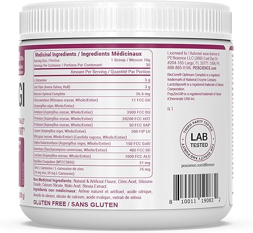 Miniatura 2 de PEScience Complete-GI - Polvo de salud intestinal, probióticos para mujeres y hombres, enzimas digestivas, fibra prebiótica, L glutamina, pepzina