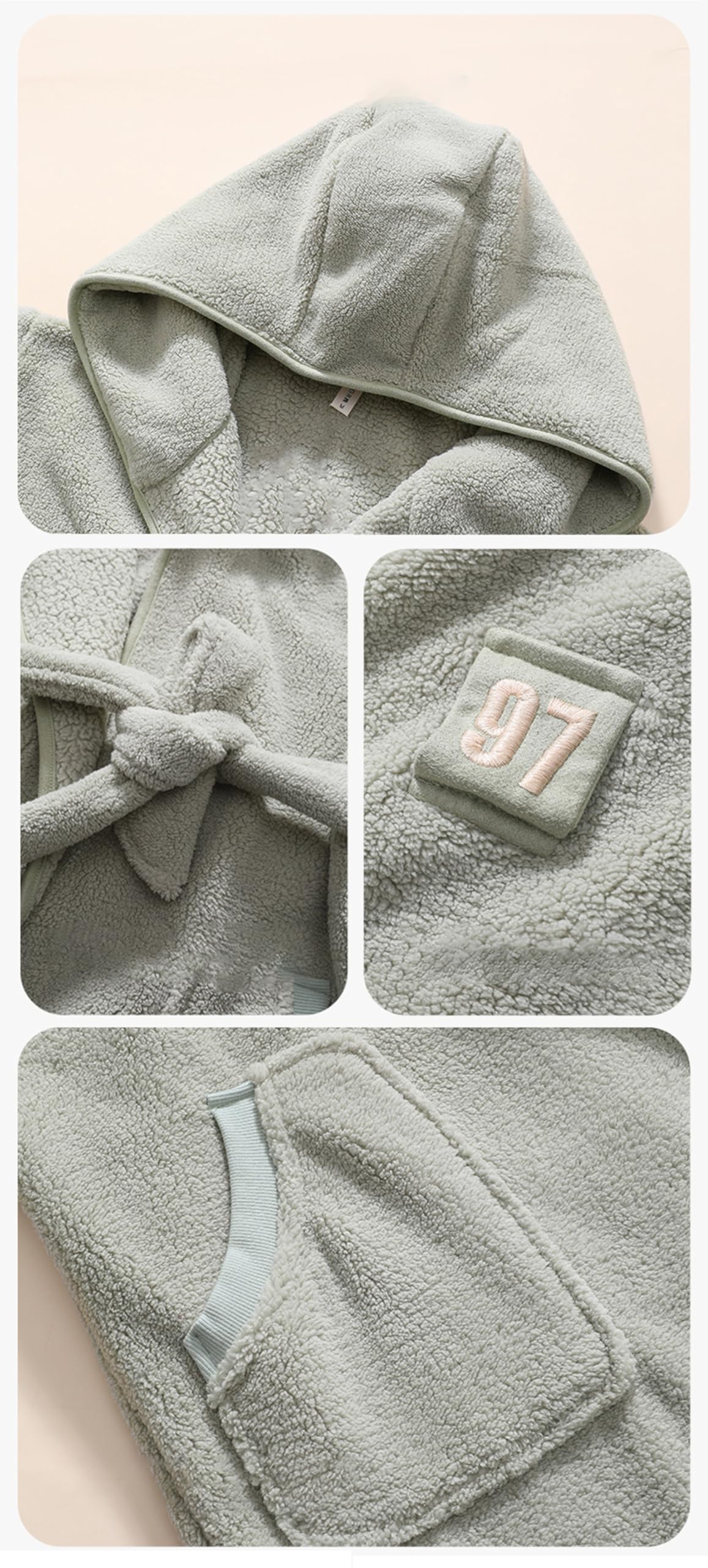 Mens con Capucha de Lana, Ultra Suave Mens Robe, Plush con Capucha Robe para Hombres con cinturón y 2 Bolsillos M-5XL