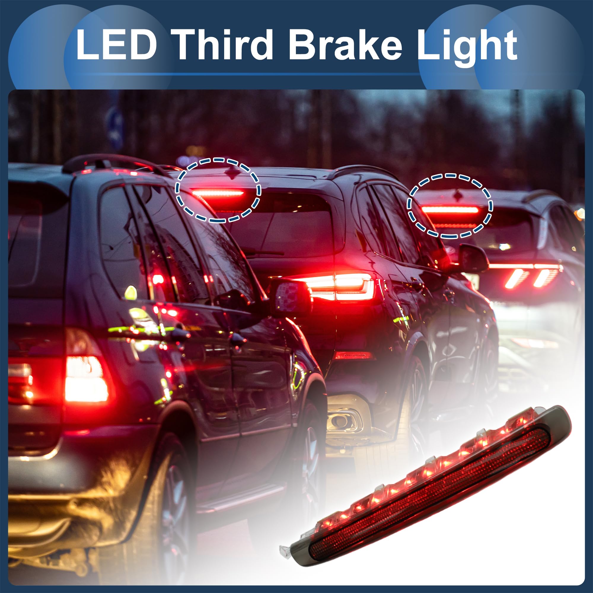 Luz De Freno Led De Tercera Luz De Freno Adecuado para Seat Altea Xl-Type 5P 2006-2015 Carcasa Negra De Plástico Impermeable Luz De Freno De Alto Montaje