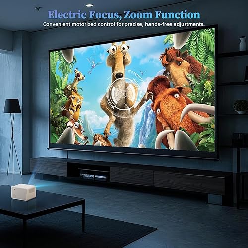 Miniatura 3 de Proyector de video con WiFi 5G y Bluetooth 5.1, proyector doméstico nativo 1080P con altavoz, proyector de película para exteriores de 16000