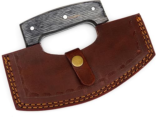Miniatura 3 de Cuchillo Ulu hecho a mano para cortar pizza, cuchillo oscilante, cuchillo mezzaluna con funda para cortar, cortar, acampar, al aire libre, cocina