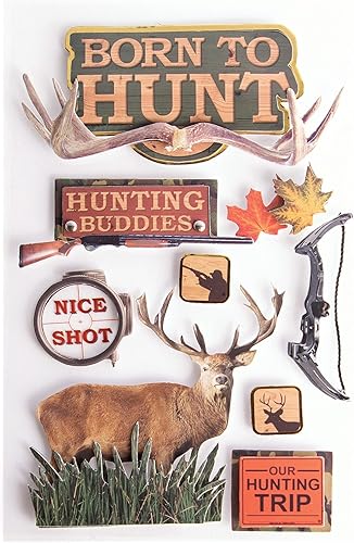 Paper House Productions STDM-0006E - Pegatinas de cartulina 3D, Born To Hunt