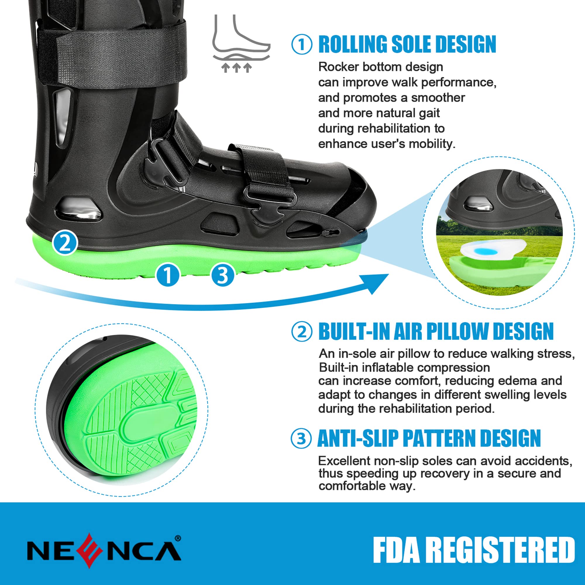NEENCA Medical Inflatable Walking Boot, Air Cam Walker Fracture Boot