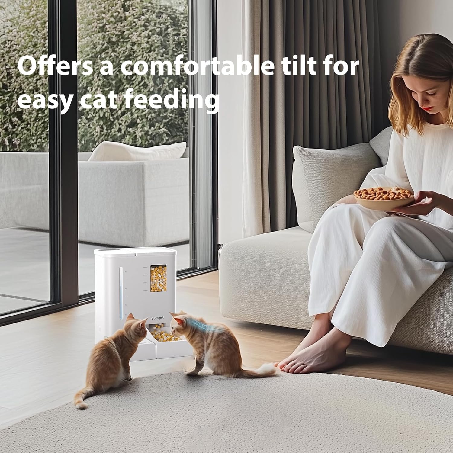 Comedero Automático para Gatos y Bebedero 2 en 1-5L | 5G & 2.4G WIFI Inteligente con Control por APP, Grabación de Voz, Conservación de Frescura, para Gatos y Perros Pequeños