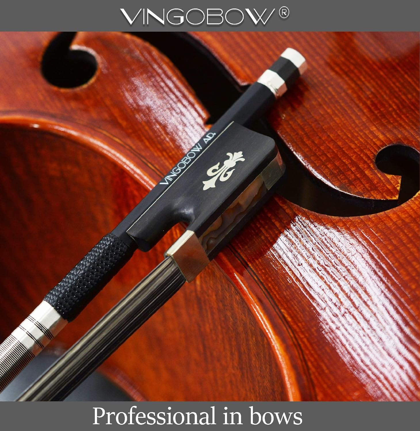 4/4 Full Size Cello Bow Advanced Carbon fiber Bow with Black Hair and White Hair Mixed Unique Design