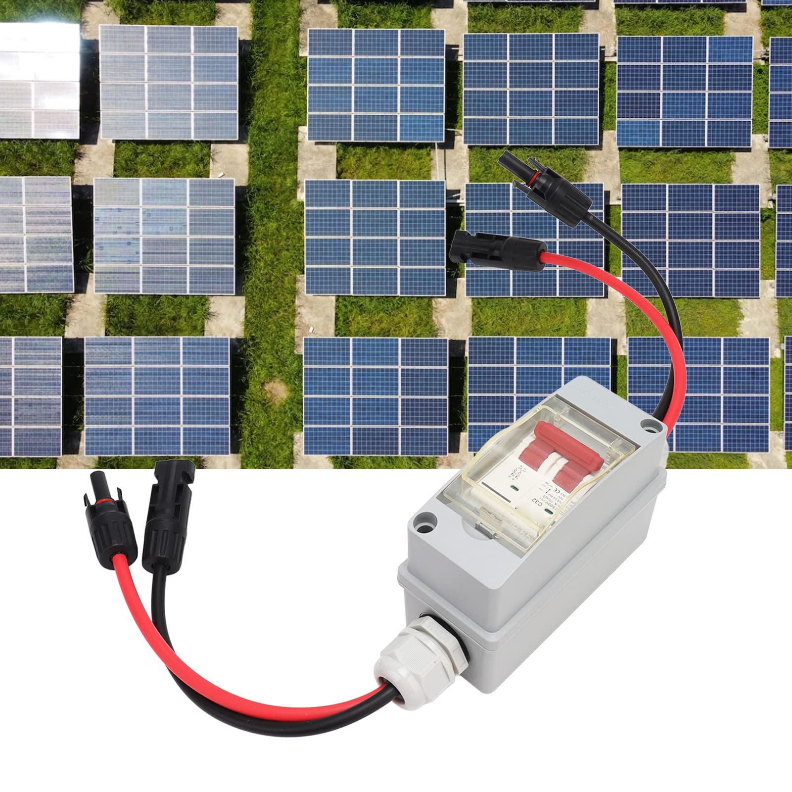 Disyuntor en Miniatura, MCB 2P DC 500V 32A DC Interruptor de Desconexión Aislador de Fotovoltaico Solar con Caja de Distribución IP65 para de Red de Paneles Solares (Con cable y