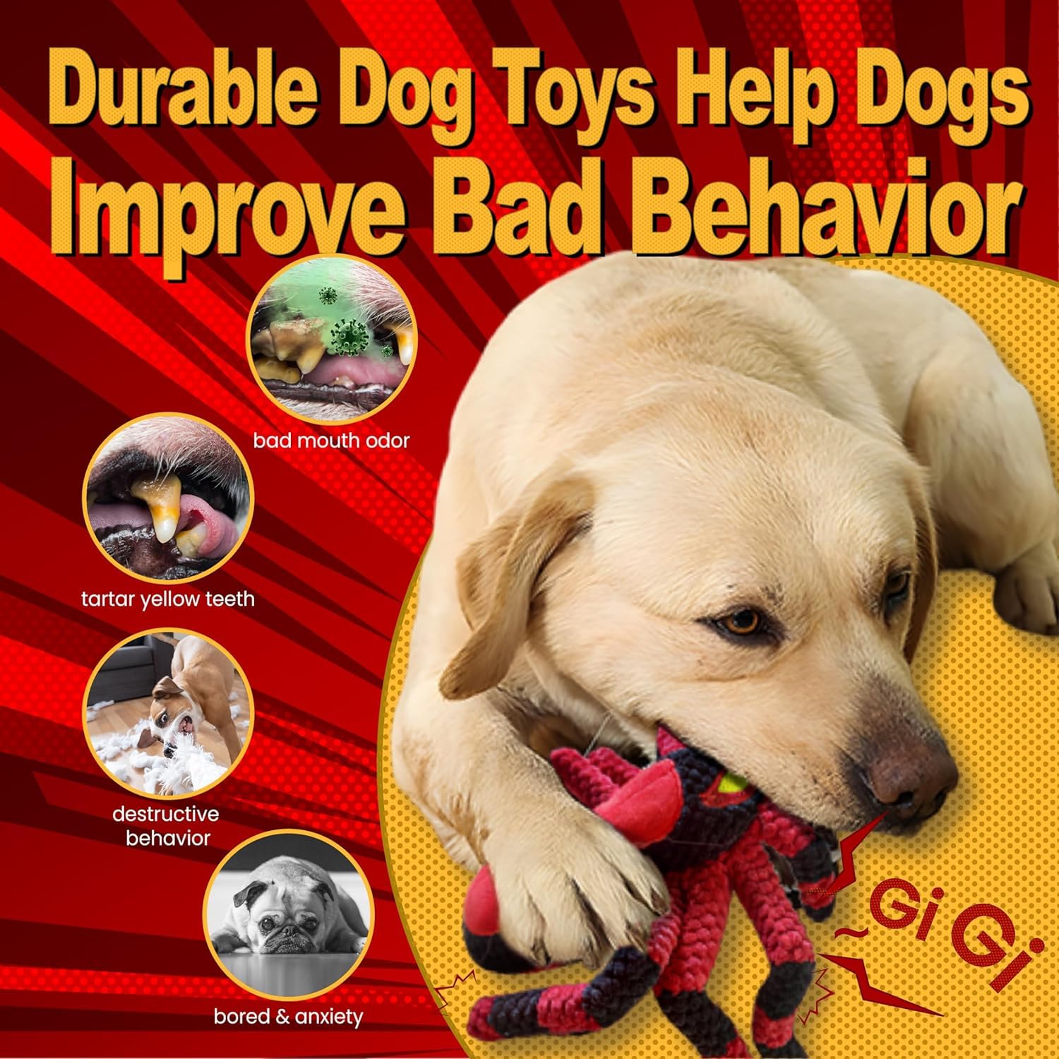LEGEND SANDY Squeaky Dog Toys- Plush Dog Toys with Soft Fabric for Small Medium, and Large Dogs Daily Companionship - Image 4