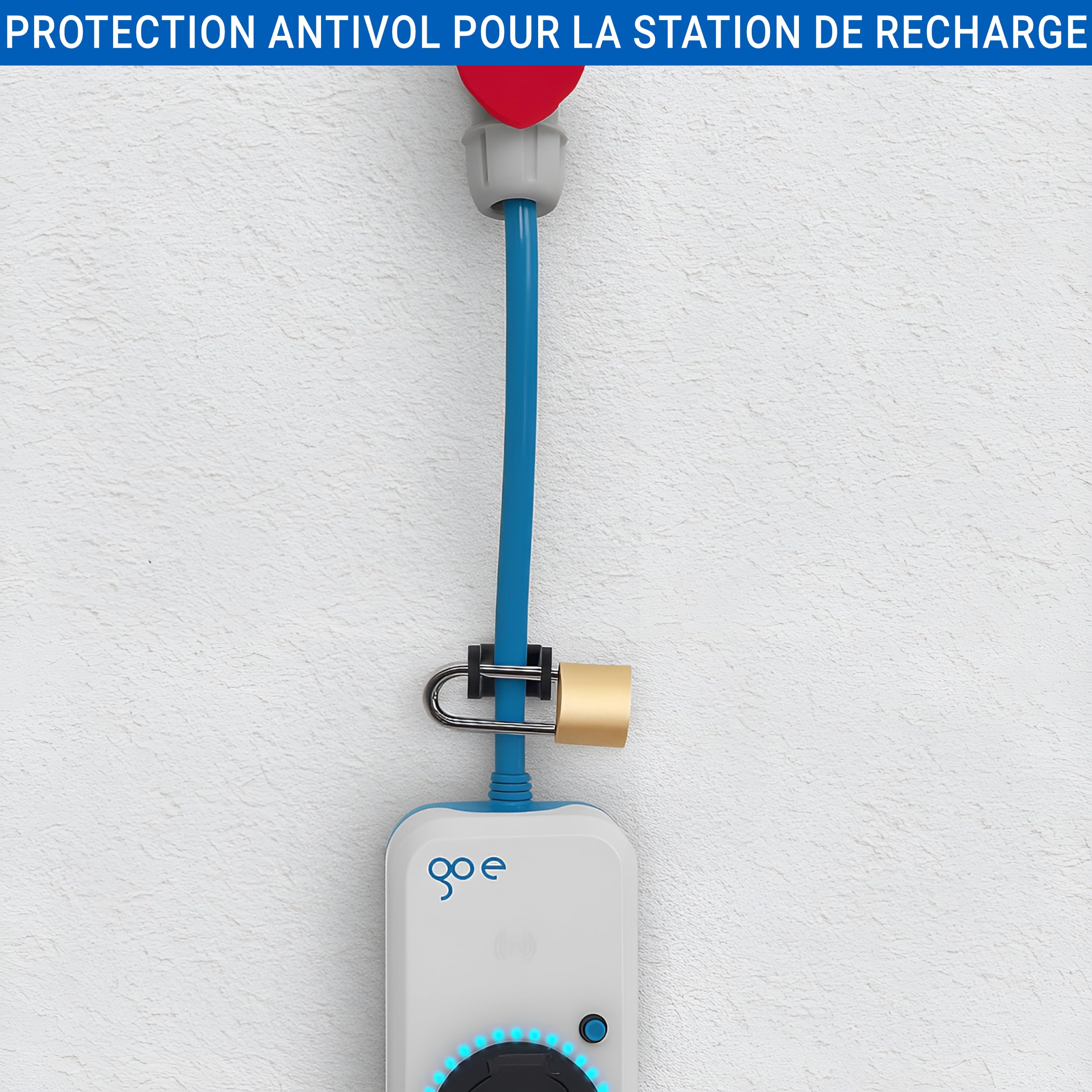 Antivol Type 2 avec Serrure - Antivol pour câble de Recharge sur la Wallbox, adapté aux câbles jusqu'à 22 mm de diamètre