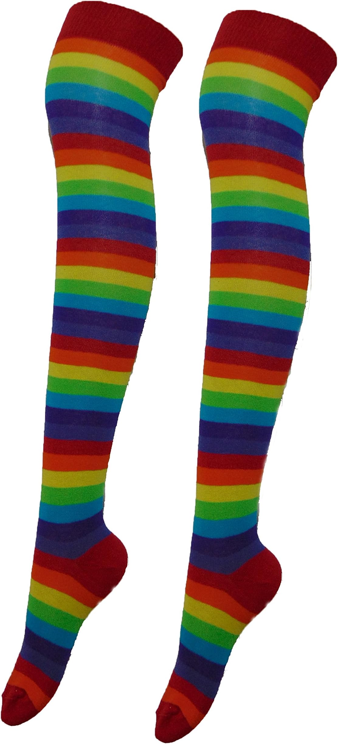 Girls Ladies Womens Rainbow Striped Long Over The Knee Socks Stripes Sizes 9-6.5