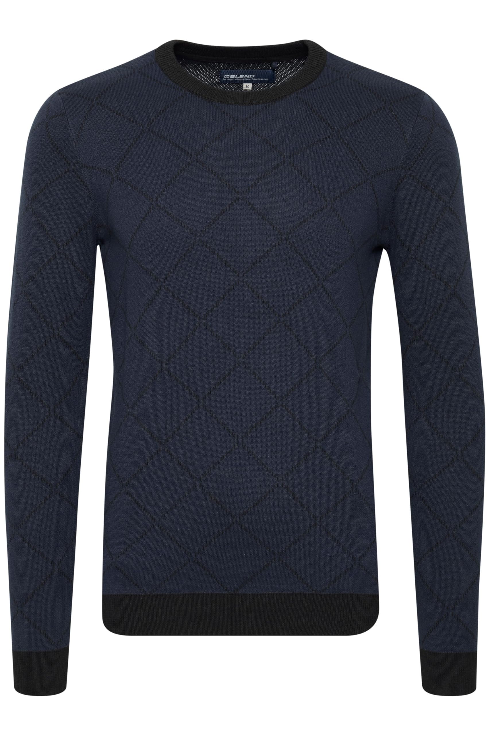 Blend BHNison Herren Strickpullover Feinstrick Pullover aus 100% Baumwolle