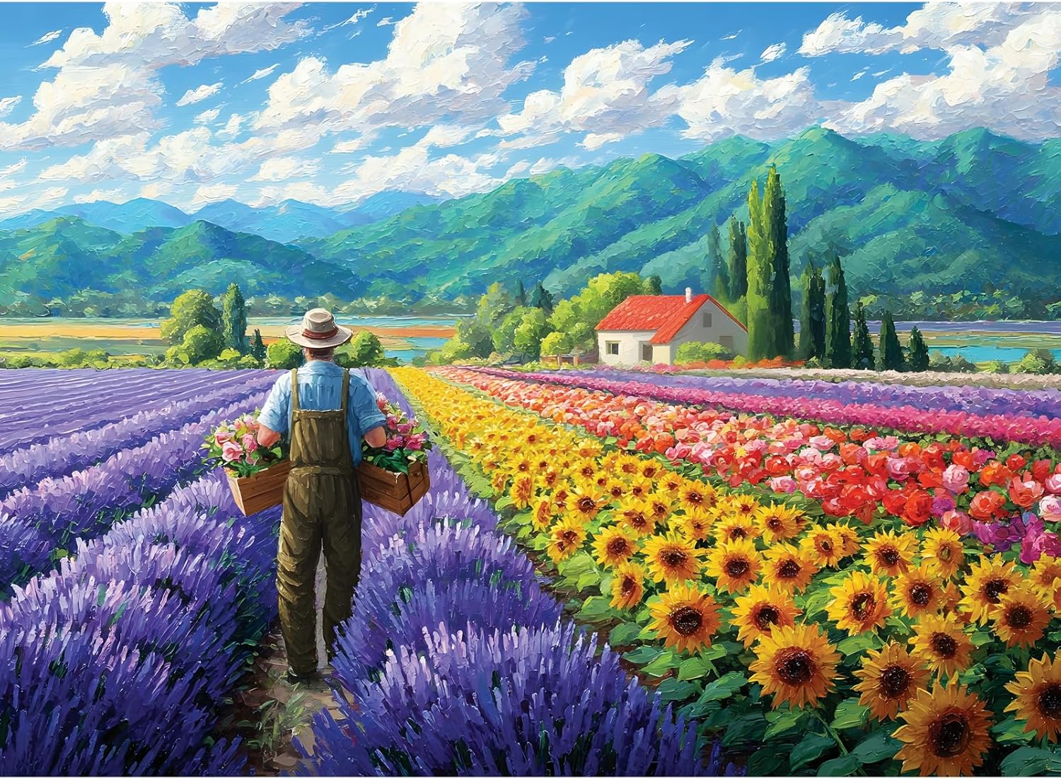 300 Piece Puzzles for Adults, Idyllic Flower Field Jigsaw Puzzles with Lush Countryside, Vibrant and Relaxing 300 piece puzzle, Perfect for Family Time, Home Wall Decor, Great Gift for Adults, Seniors