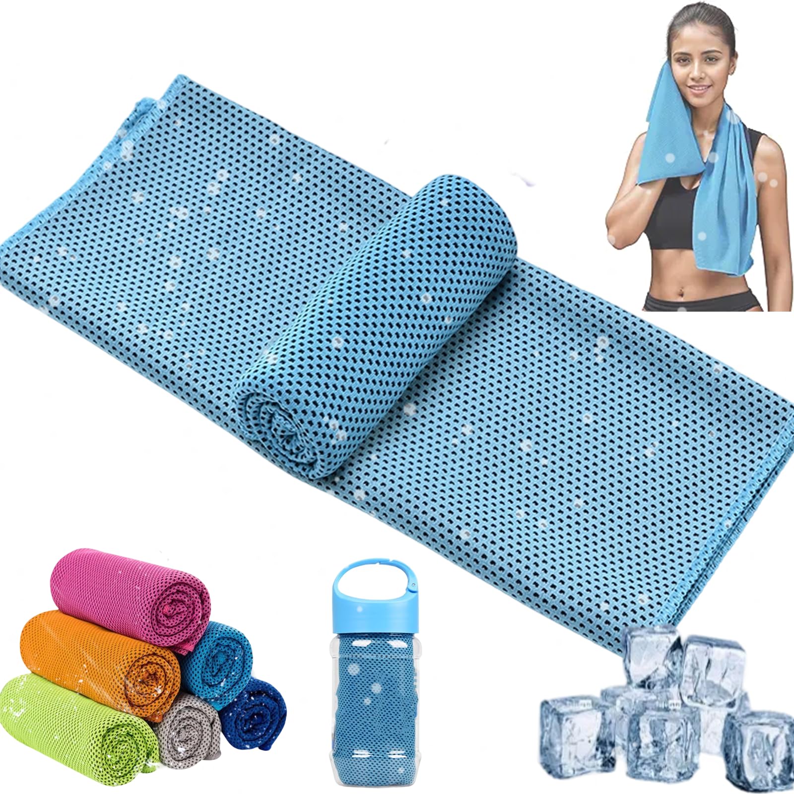 Towelnado Cooling Towel, Ice Cool Towels, Soft Breathable Chilly Gym Towel For Neck Face, Fast Drying Cooling Scarf Cloth for Workout(Blue)